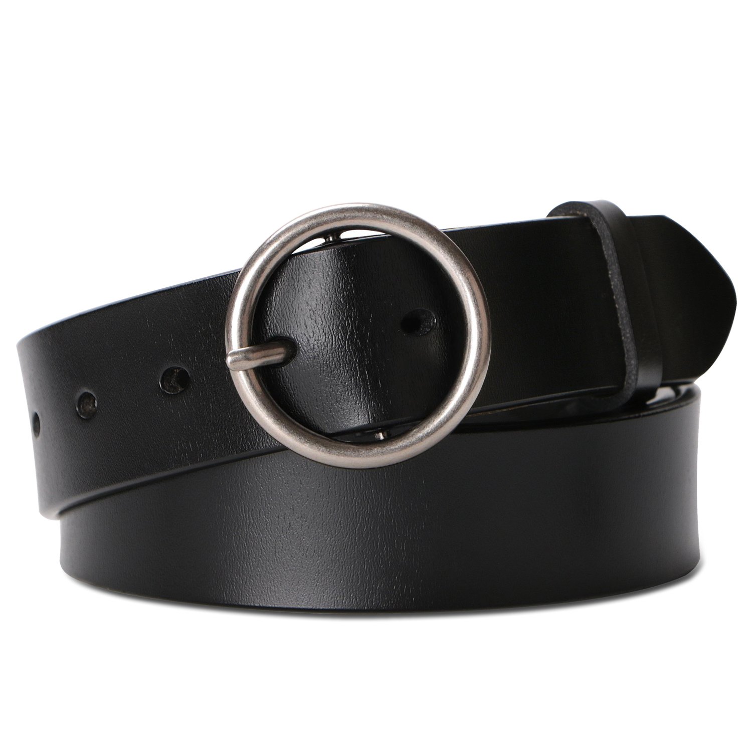 Suosdey Store Leather Belt  With Classic Round Buckle by Suosde
