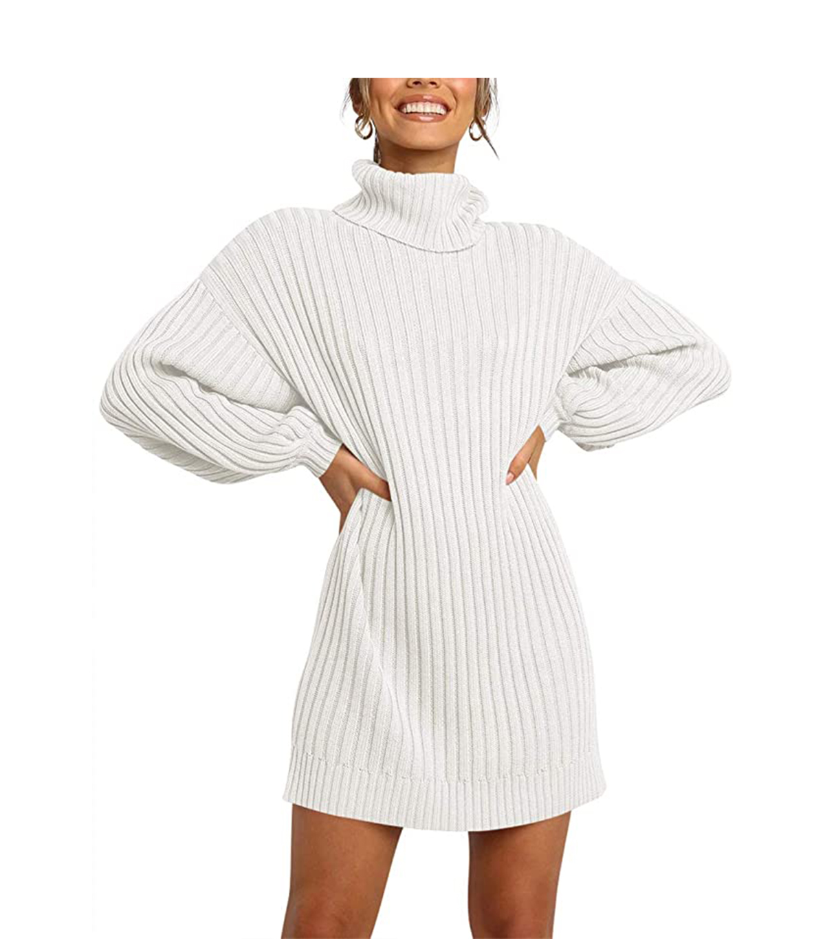 Millchic Oversized Turtleneck Long Sleeve Sweater Dress