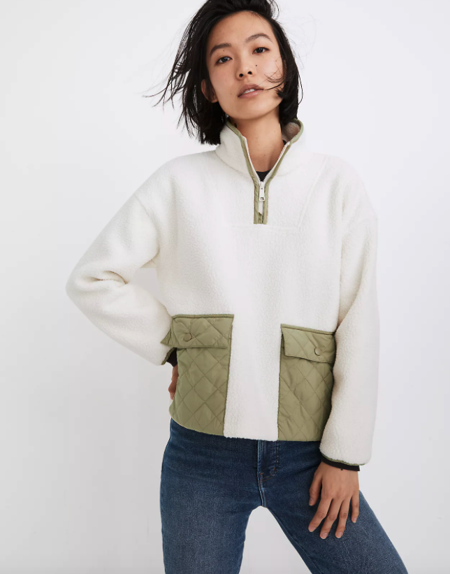 Madewell (Re)sourced Fleece Quilted-Pocket Popover Jacket