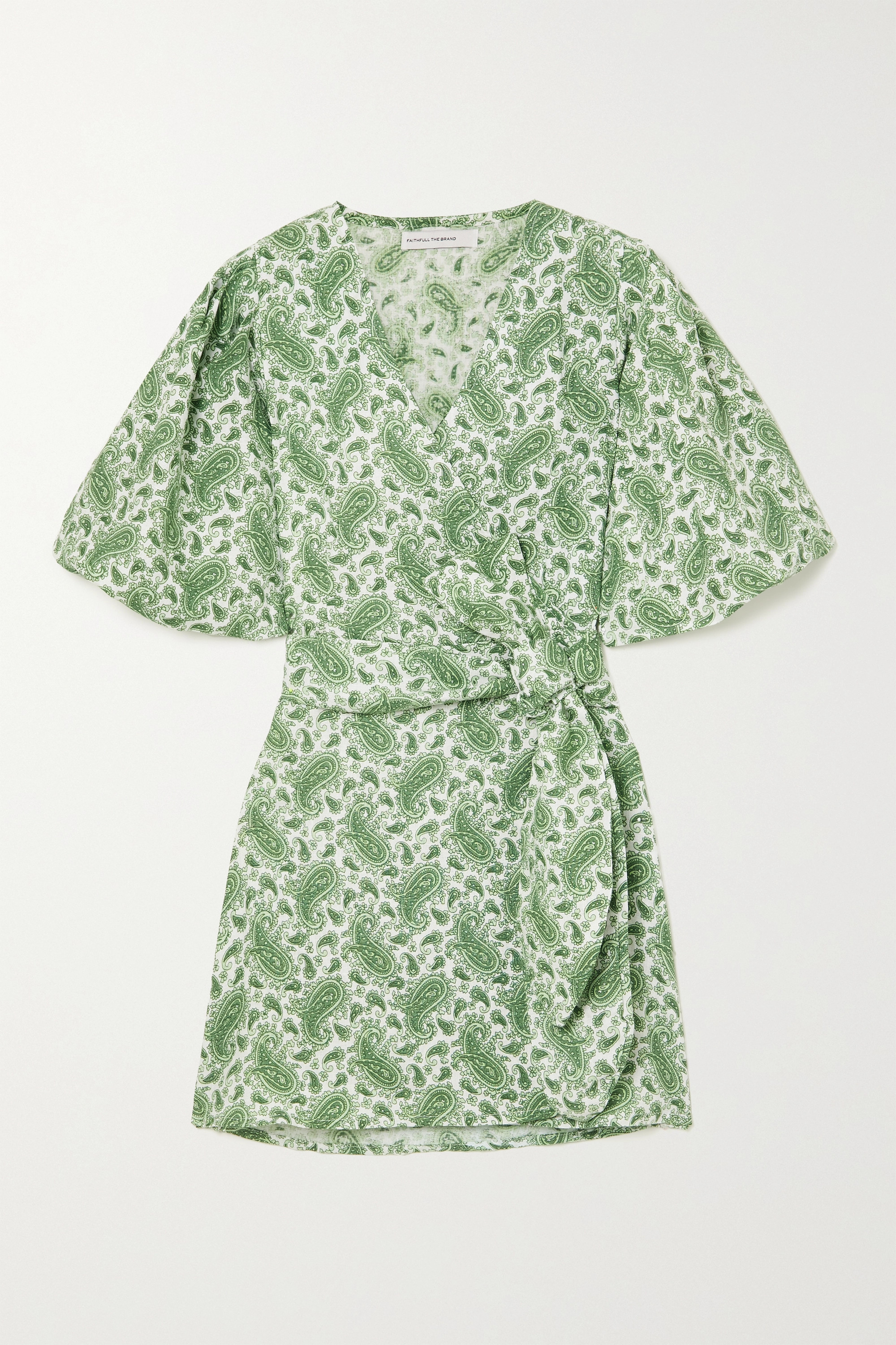 Faithfull the Brand + Net Sustain Godiva Paisley-Print Linen Mini Wrap Dress