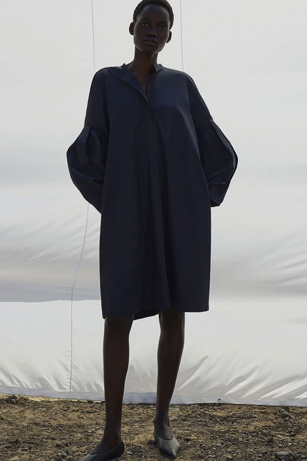 OVERSIZED-FIT WOOL T-SHIRT DRESS NAVY COS, 56% OFF