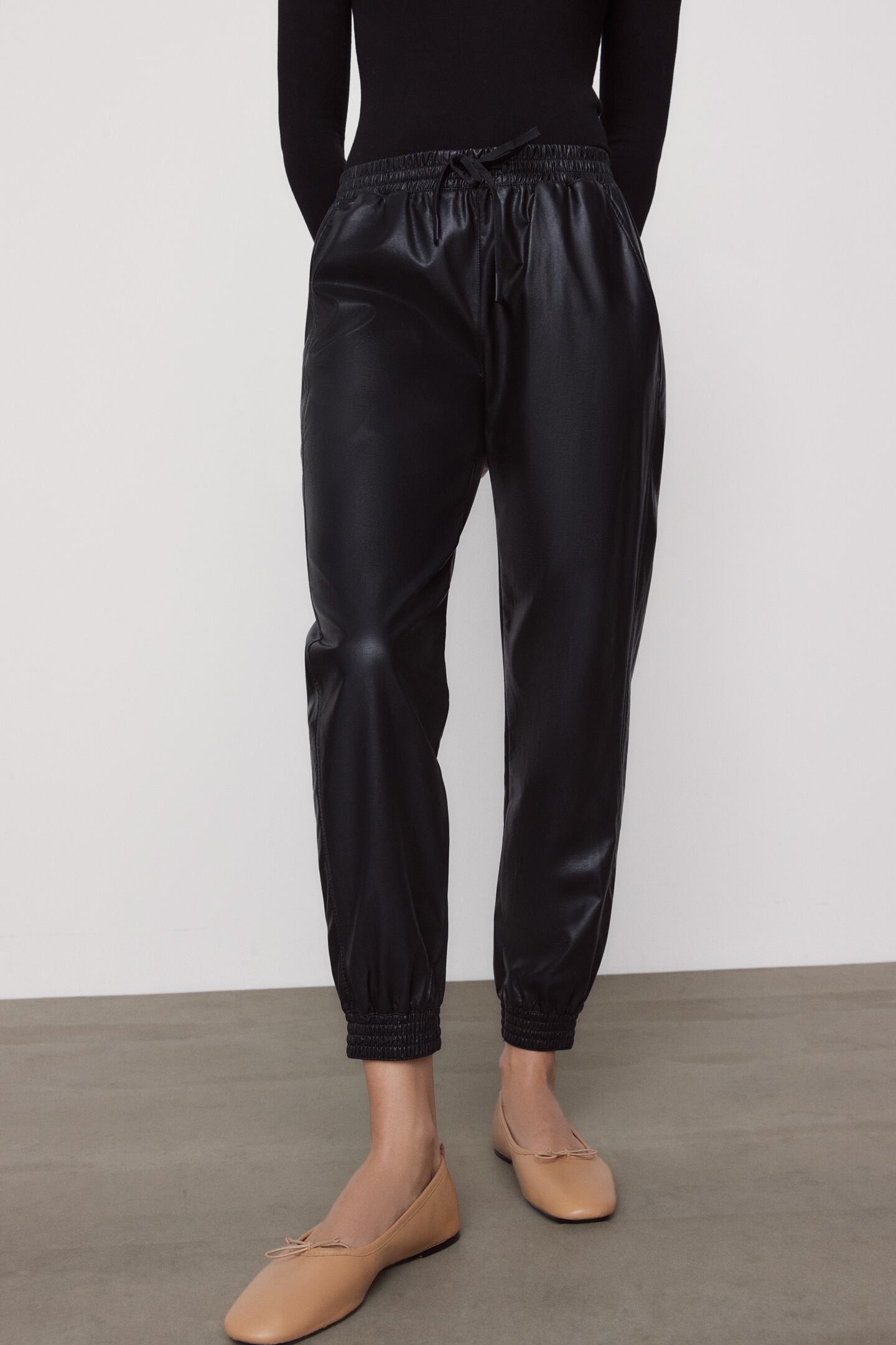 Zara Faux Leather Jogging Trousers