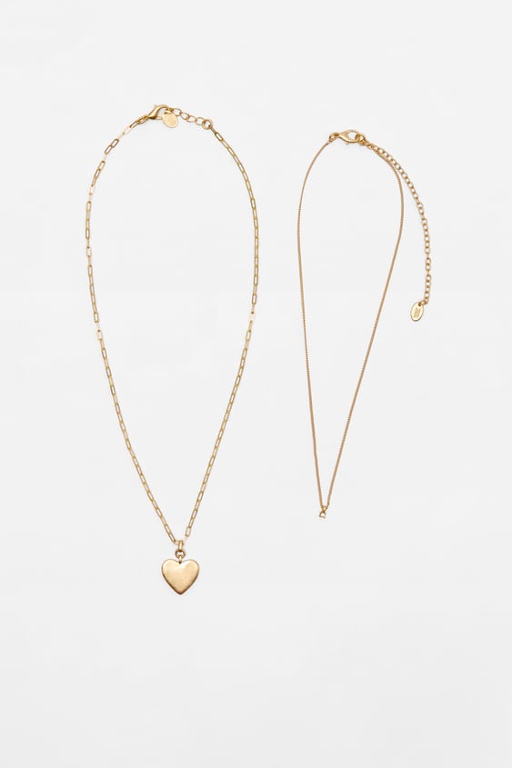 Zara Pack of Rhinestone Heart Necklaces