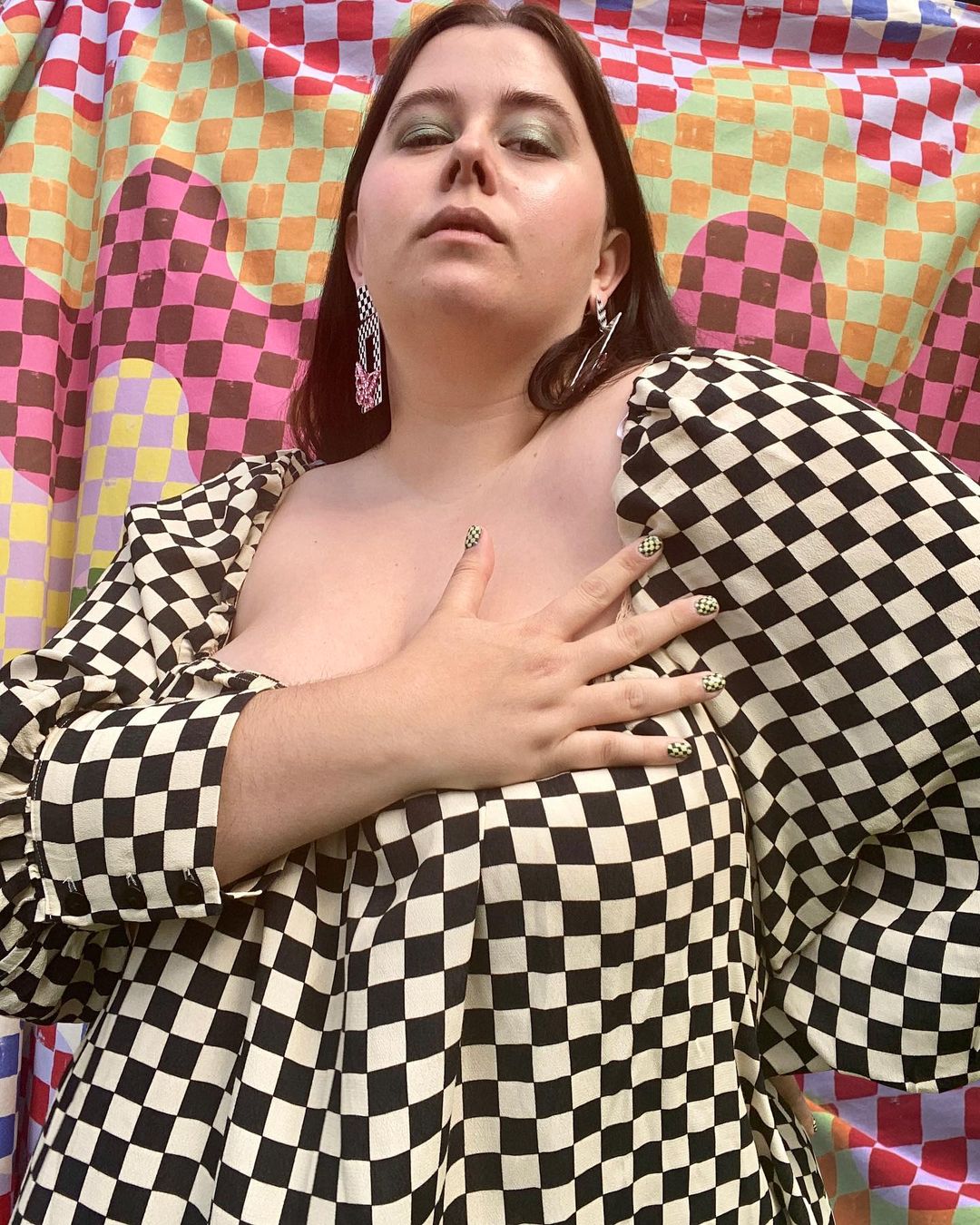 Sara Brown style: checkerboard dress