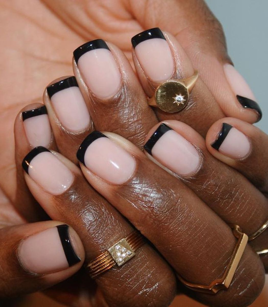 Colourful French manicures: Opposites Attract
