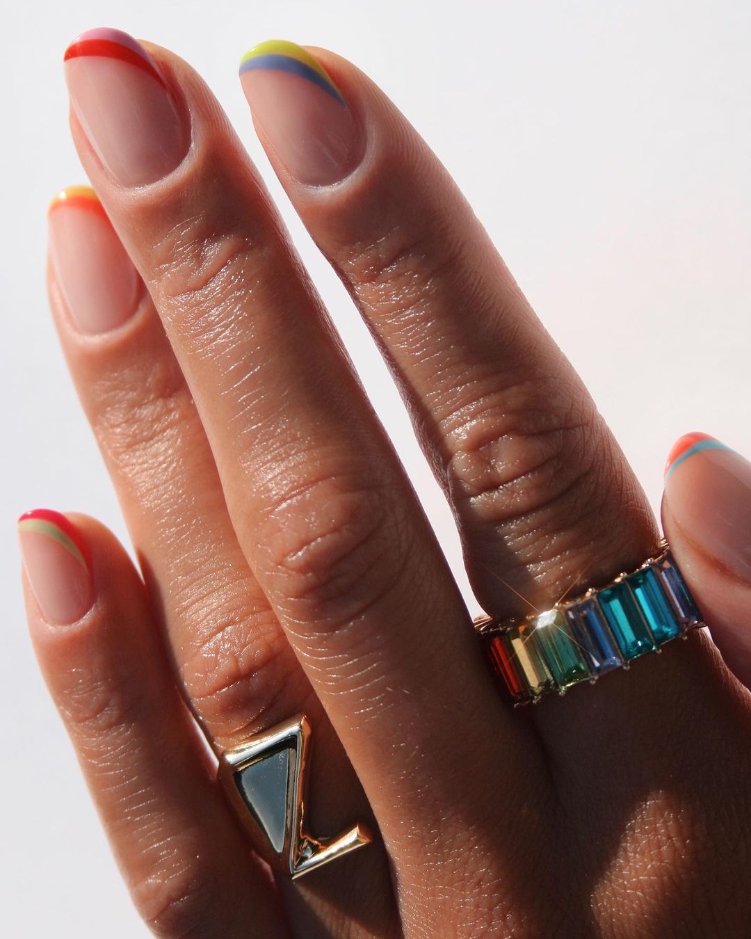 Colourful French manicures: Two-Tone