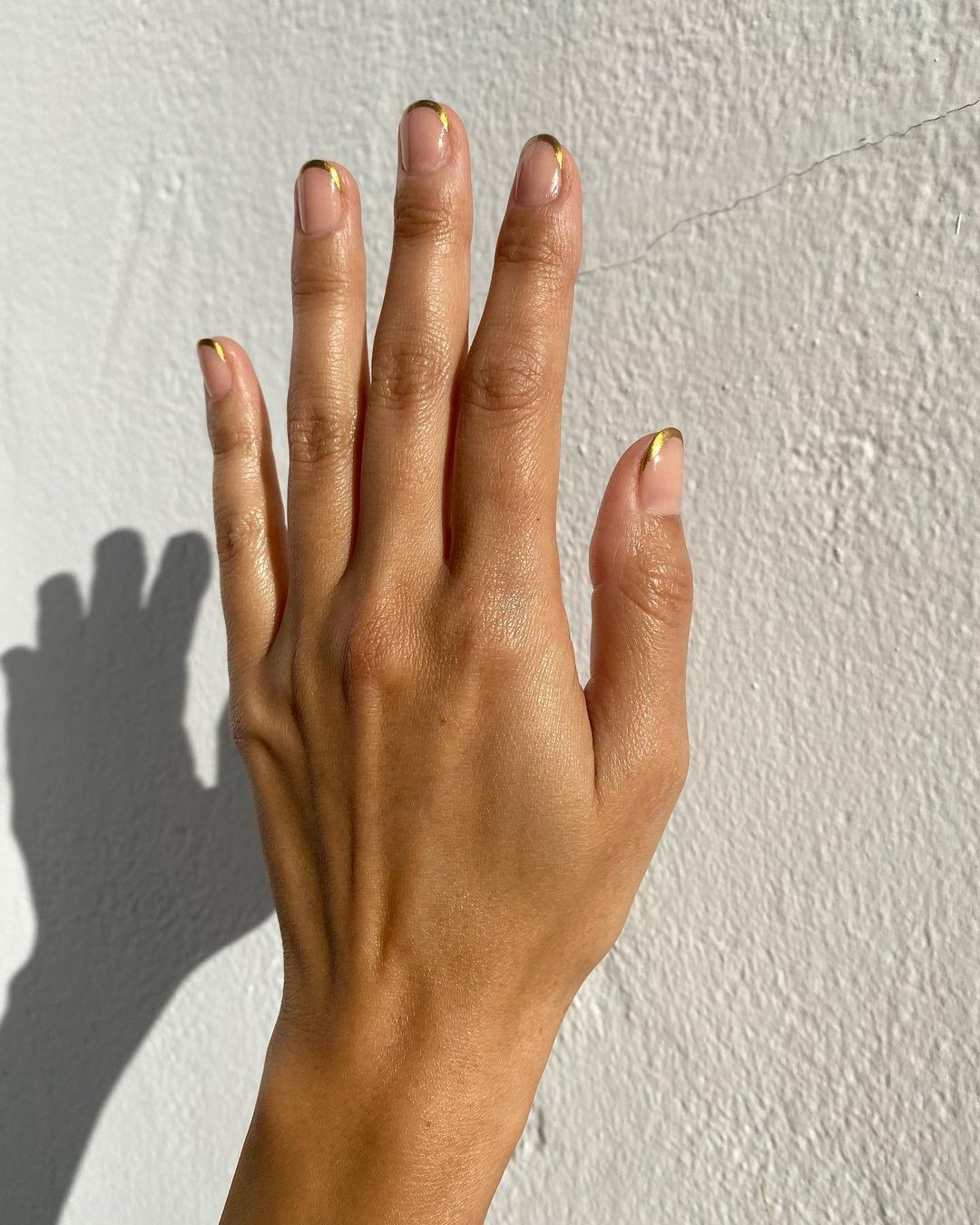 Colourful French manicures: Golden Touch