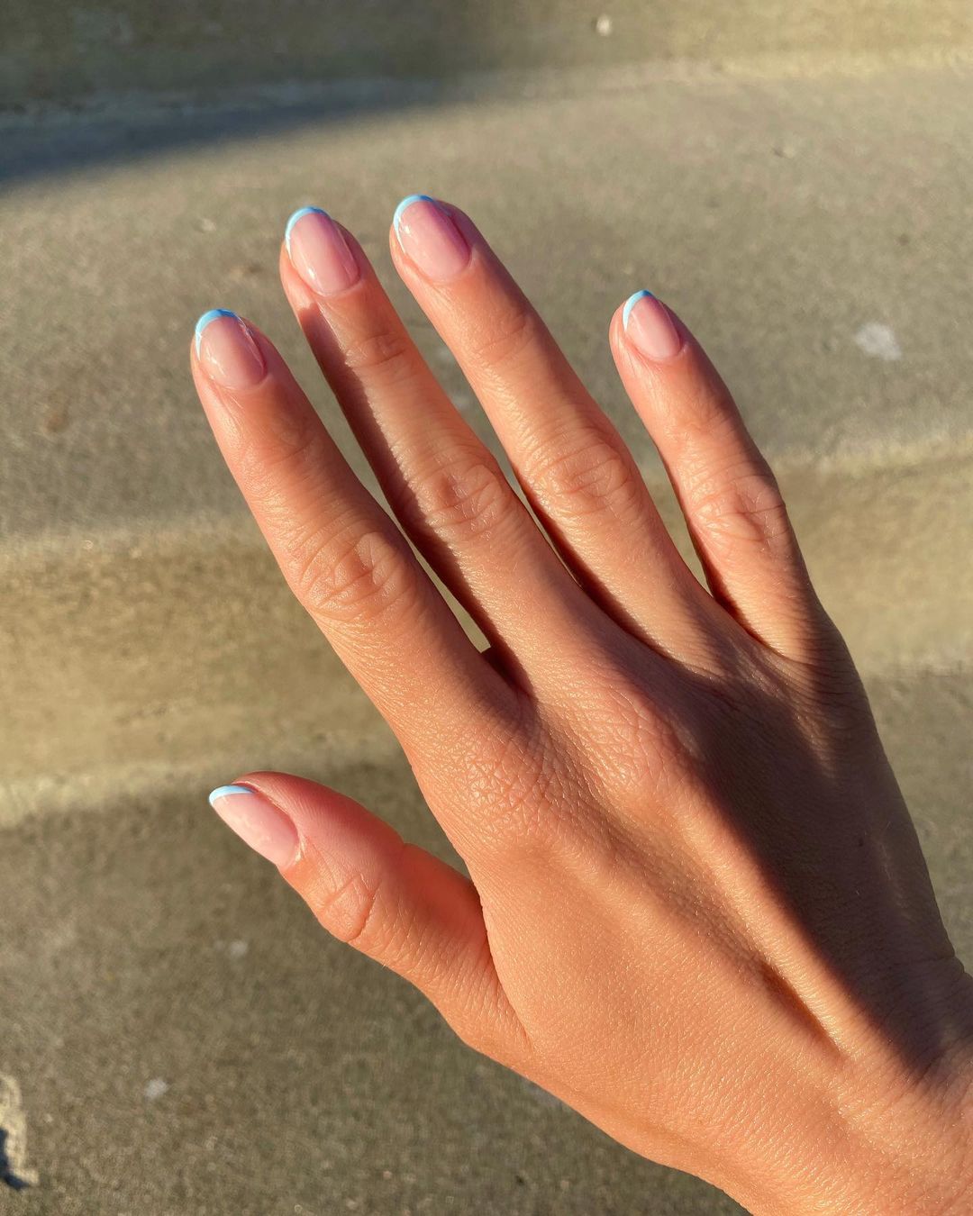 Colourful French manicures: Barely There