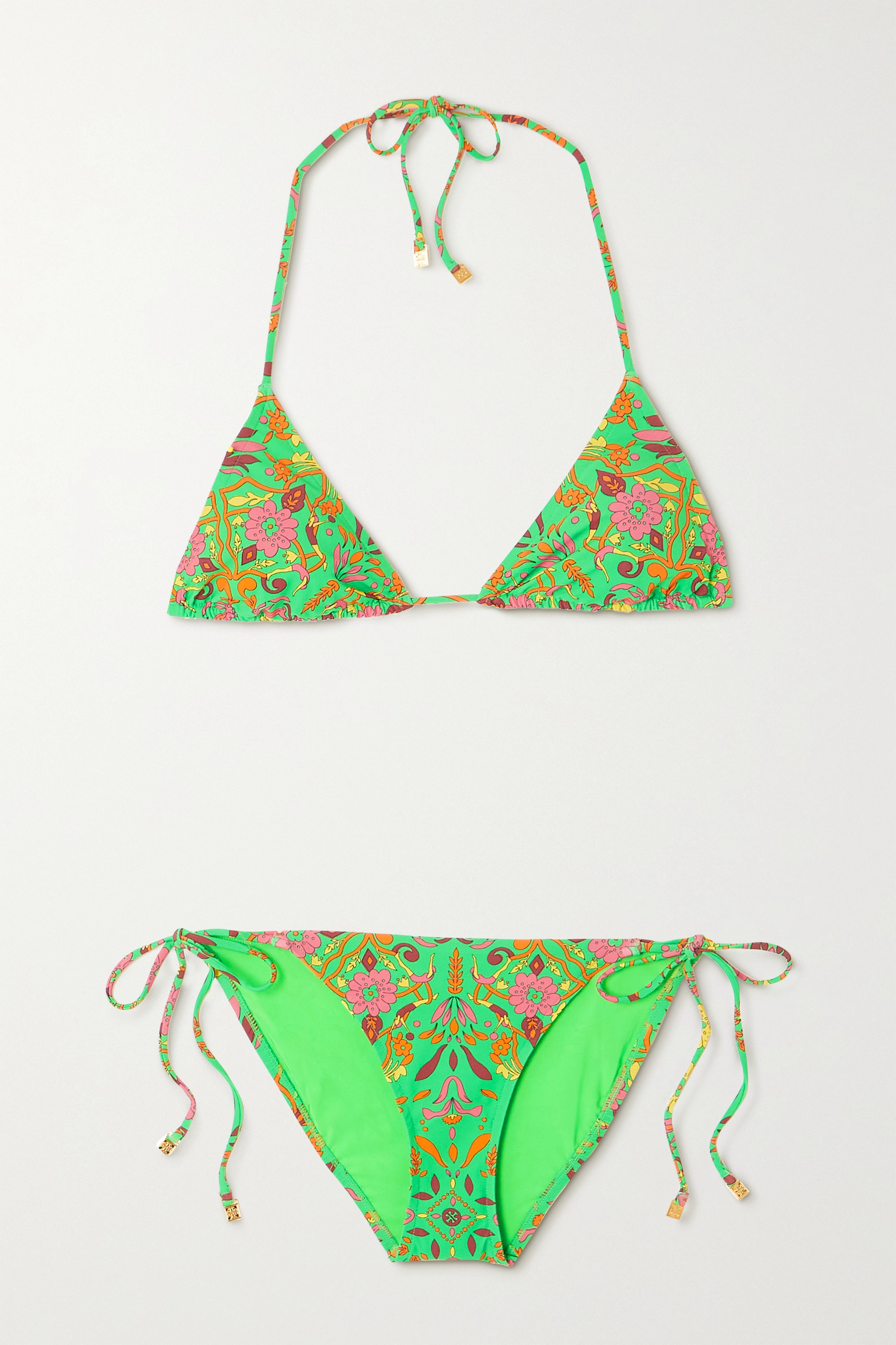 Tory Burch Floral-Print Triangle Halterneck Bikini
