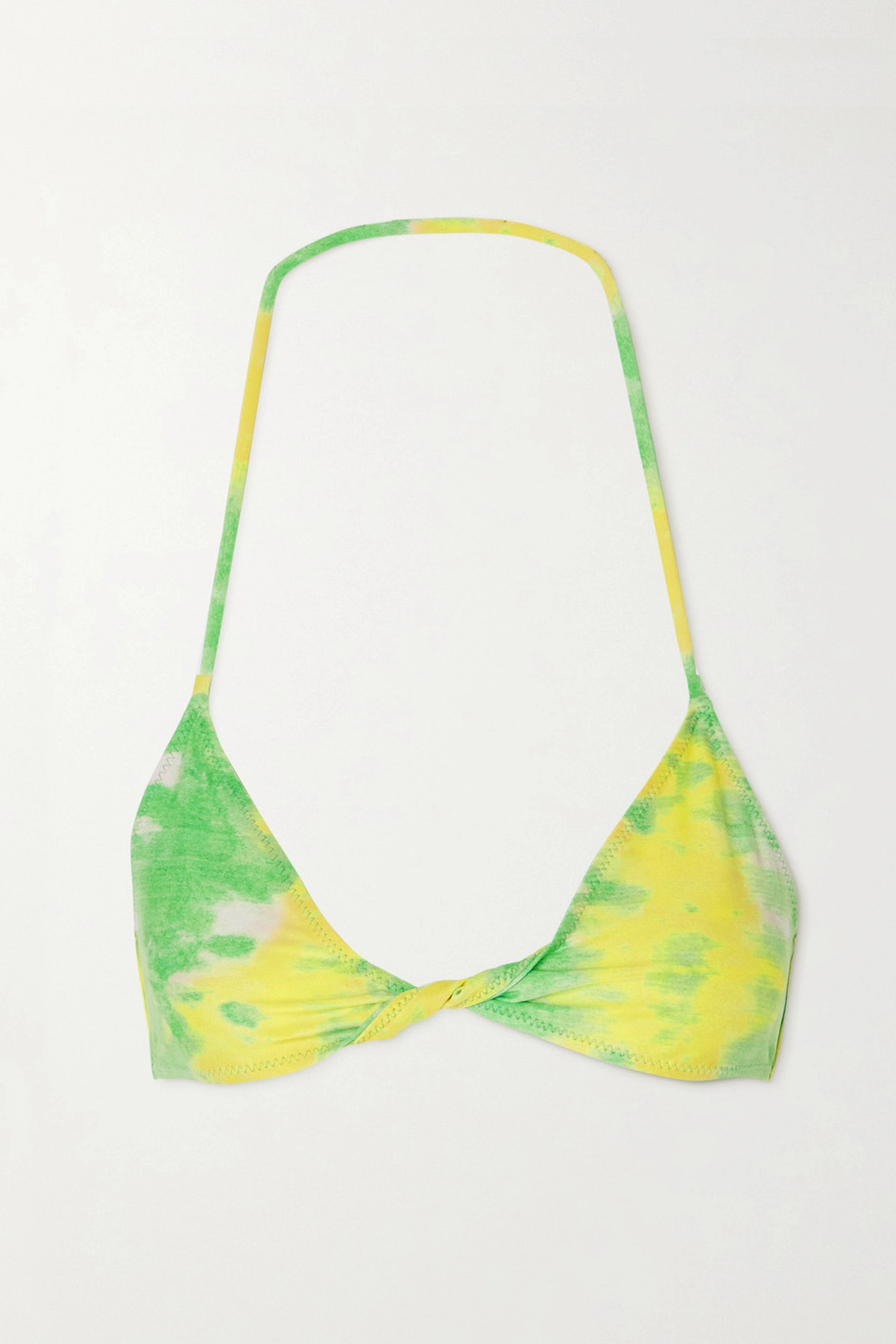 Ganni + Net Sustain Twist-Front Printed Recycled Bikini Top