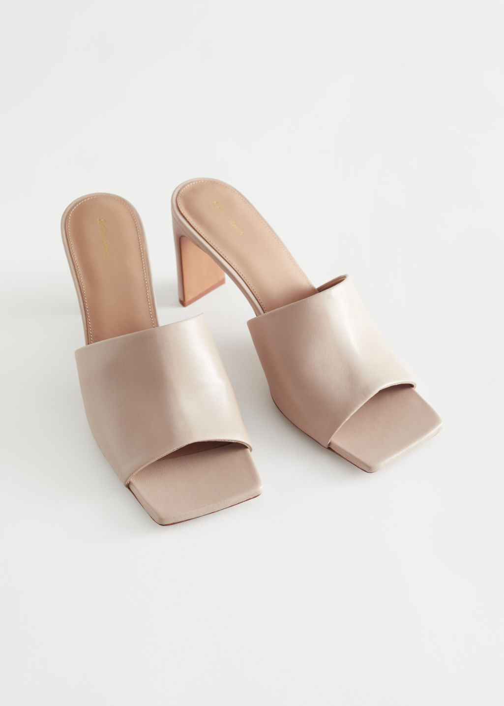 & Other Stories Heeled Leather Square Toe Sandals