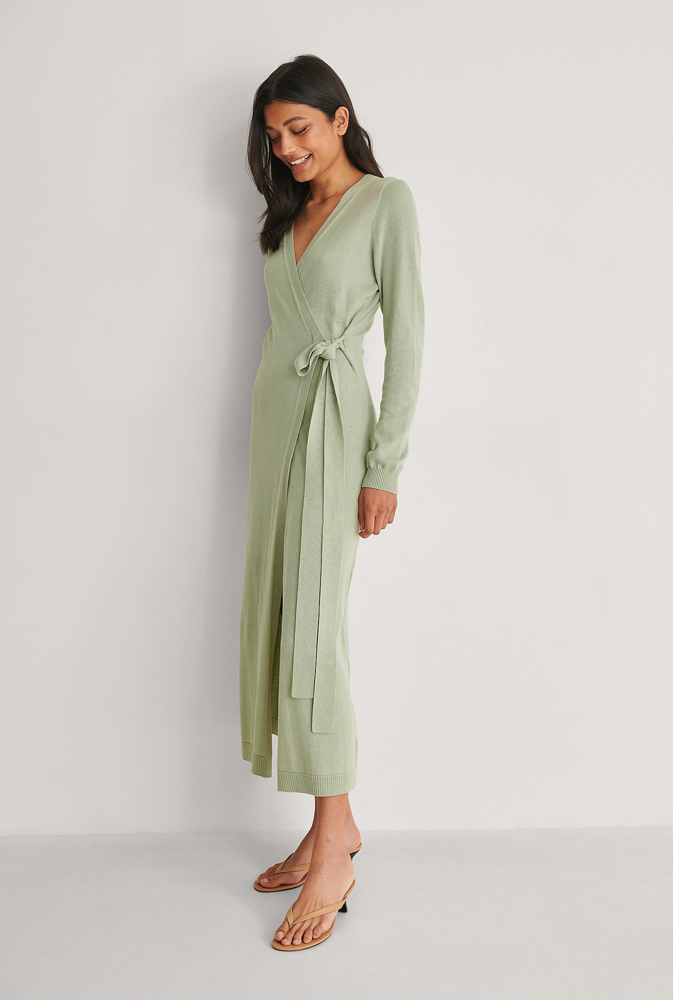 Na_kd Knitted Robe Dress Green