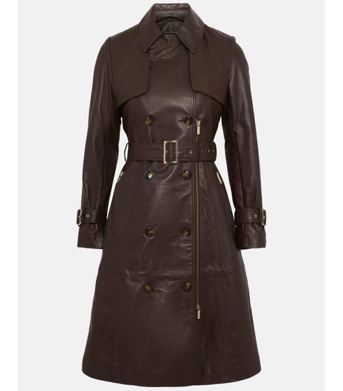 Karen Millen Leather Zip Detail Trench Coat