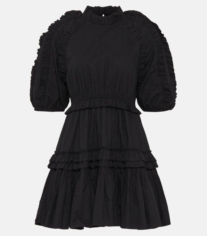 Karen Millen Cotton Poplin Ruffle Woven Mini Woven Dress