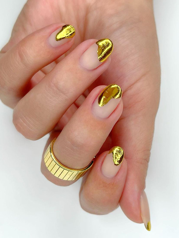 Autumn nail designs: molten metals