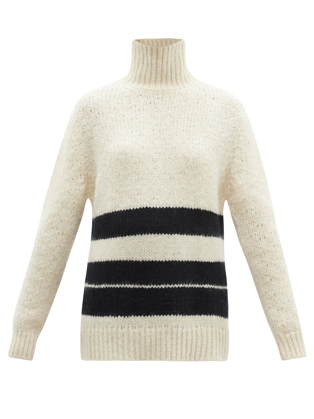 Jil Sander High-Neck Striped Mohair-Blend Sweater