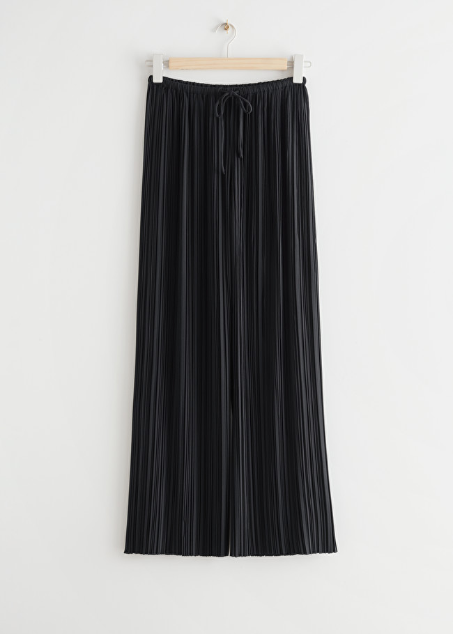 & Other Stories Relaxed Plissé Drawstring Trousers