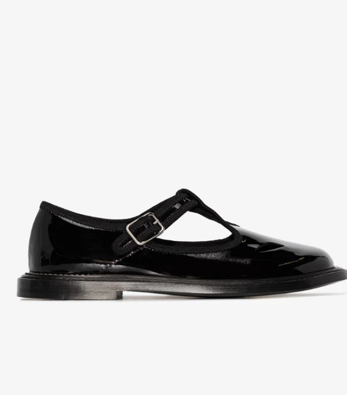 Burberry Black Patent Leather T-Bar Shoes
