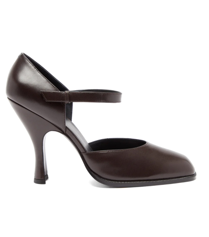 The Row Square-Toe Leather Mary Jane Pumps