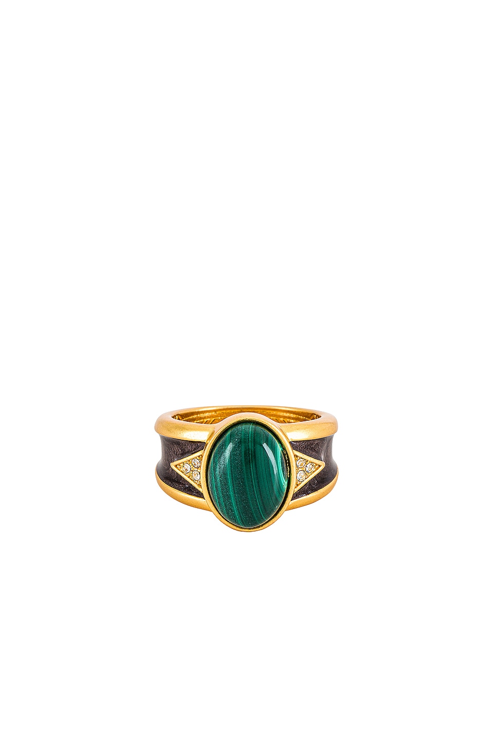 House of Harlow 1960 Malachite Cigar Band Ring in Gold