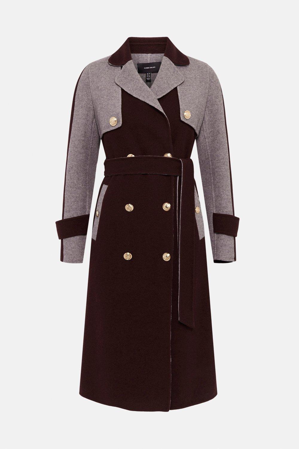 Karen Millen Colourblock Splitable Wool Coat