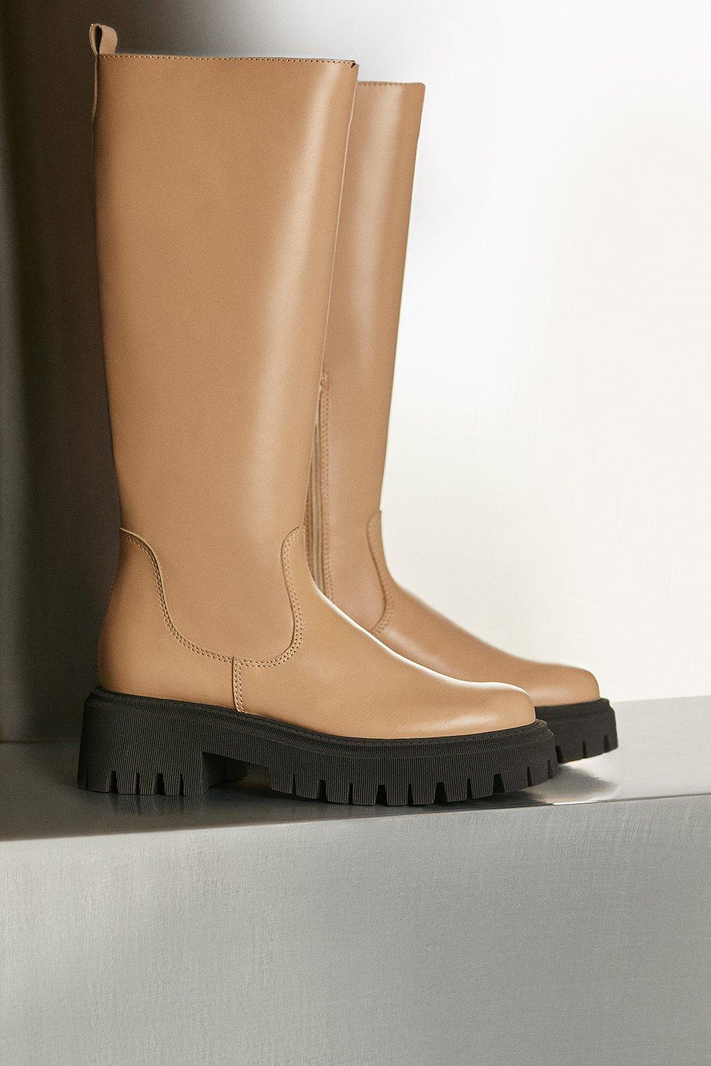 Karen Millen Knee High Leather Flat Boot