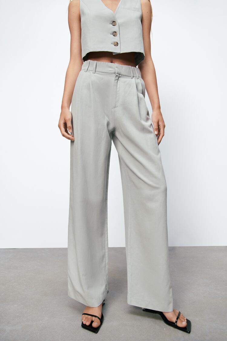 Zara Full Length Linen Blend Pants
