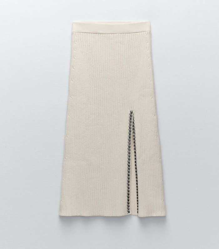 Zara Knit Skirt With Stitching Detail