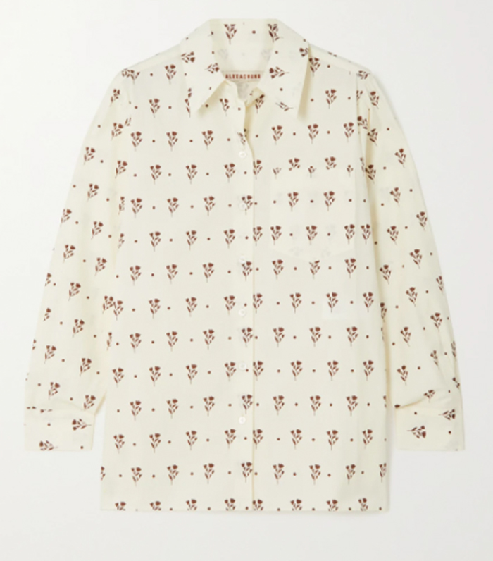AlexaChung Floral-Print Cotton-Poplin Shirt
