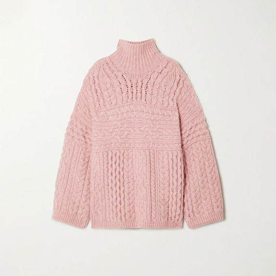 Nanushka Raw Cable-Knit Turtleneck Sweater