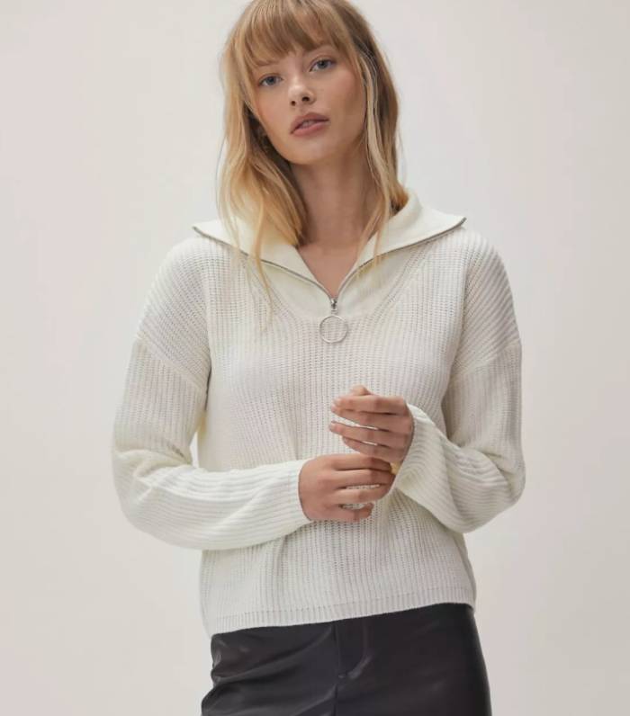 Nasty Gal Knitted Zip Front Jumper