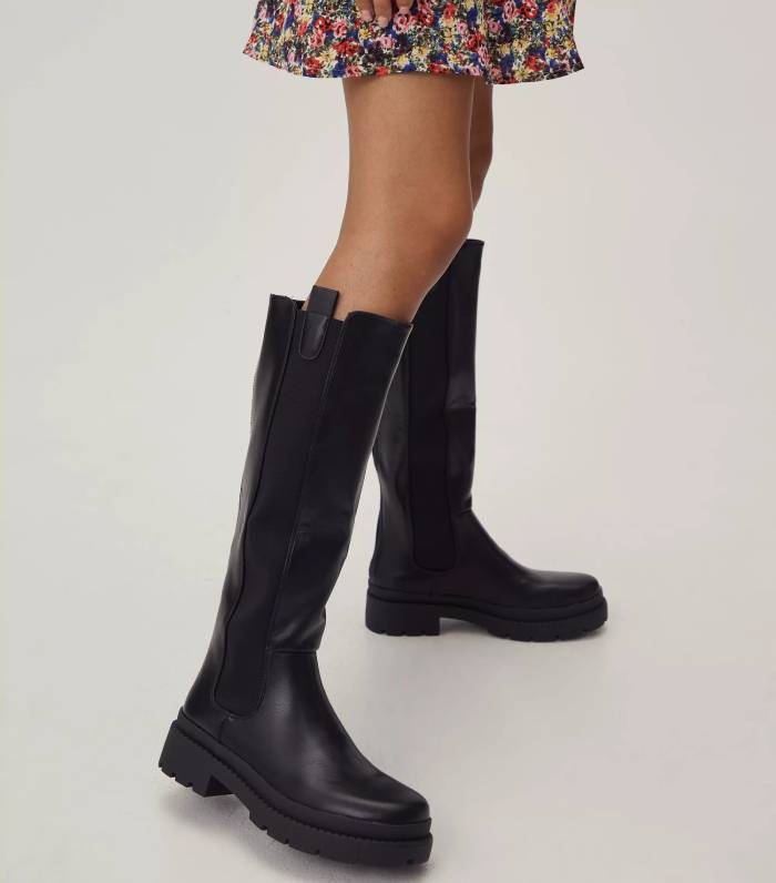 Nasty Gal Faux Leather Knee High Boots