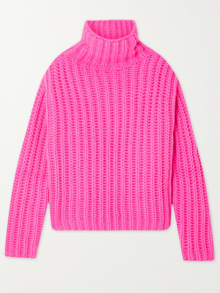 Red Valentino Ribbed Wool and Mohair-Blend Turtleneck Sweater
