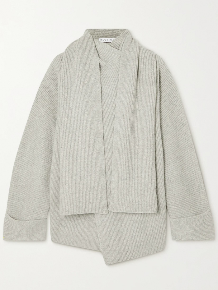 JW Anderson Oversized Draped Ribbed Alpaca and Yak-Blend Cardigan