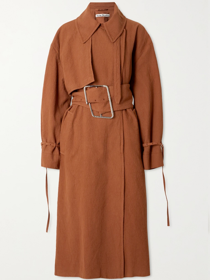 Acne Studios Belted Textured-Cotton Trench Coat