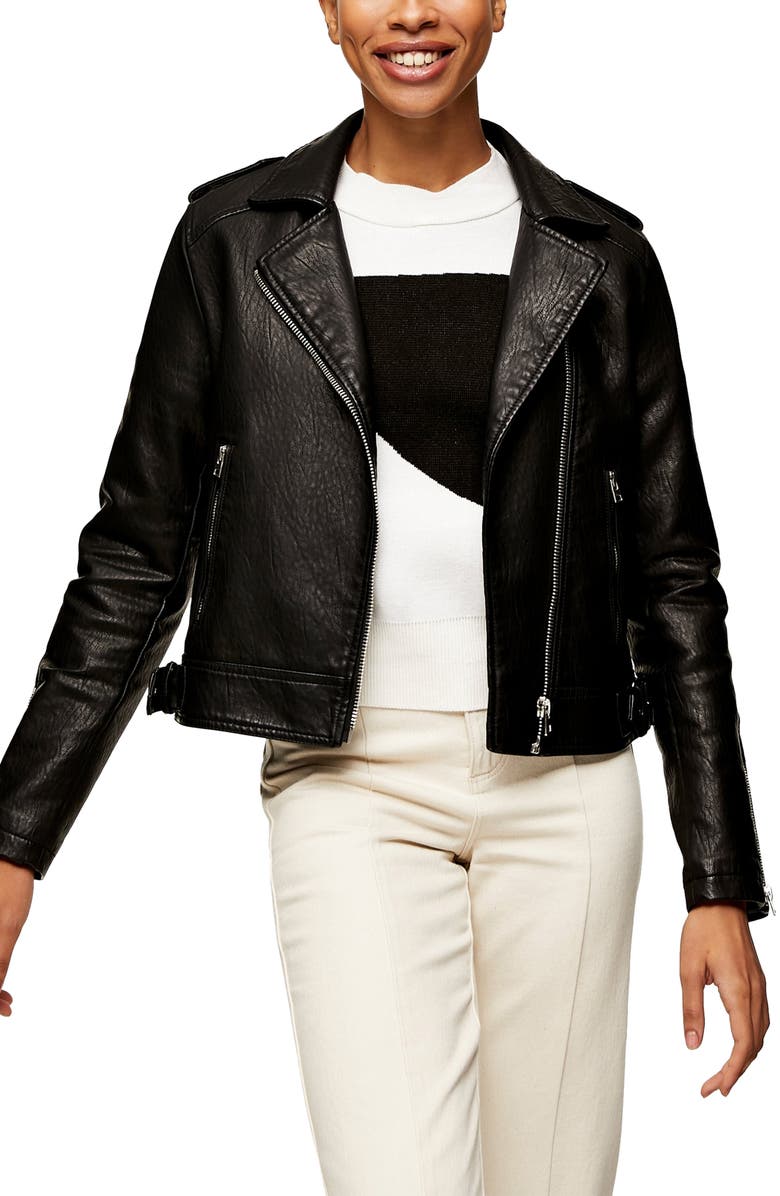Topshop Brandy Faux Leather Moto Jacket