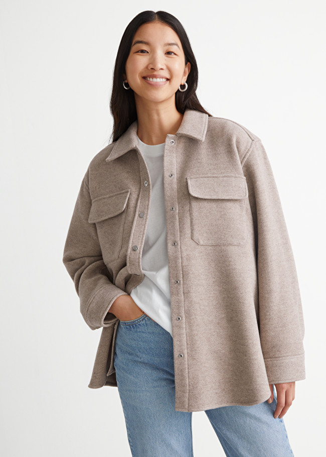 & Other Stories Oversized Wool Blend Overshirt