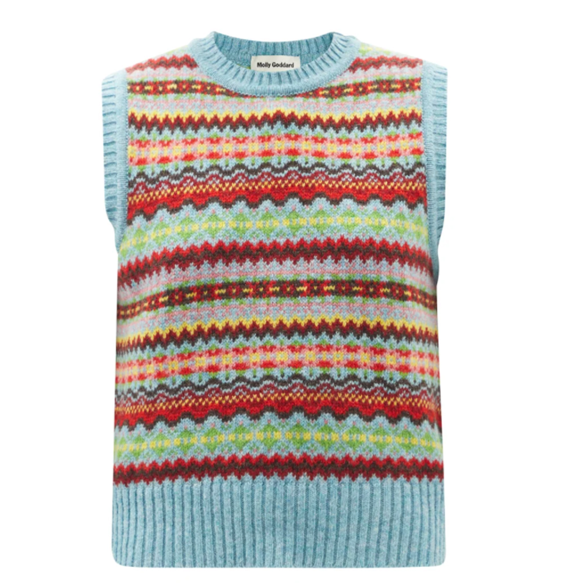 Molly Goddard Bibi Fair-Isle Lambswool Sleeveless Sweater