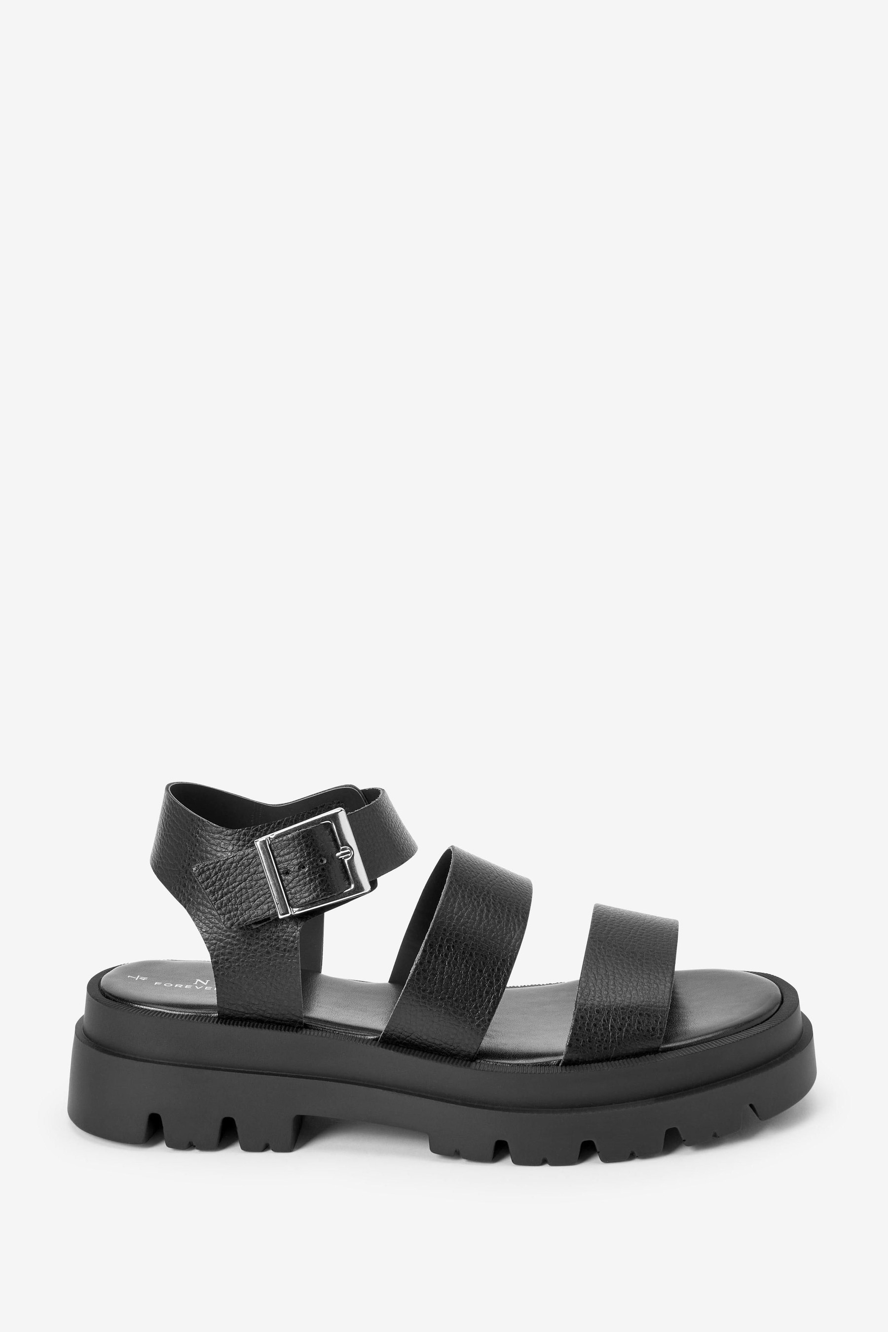 Next Chunky Three Strap Buckle Sandals