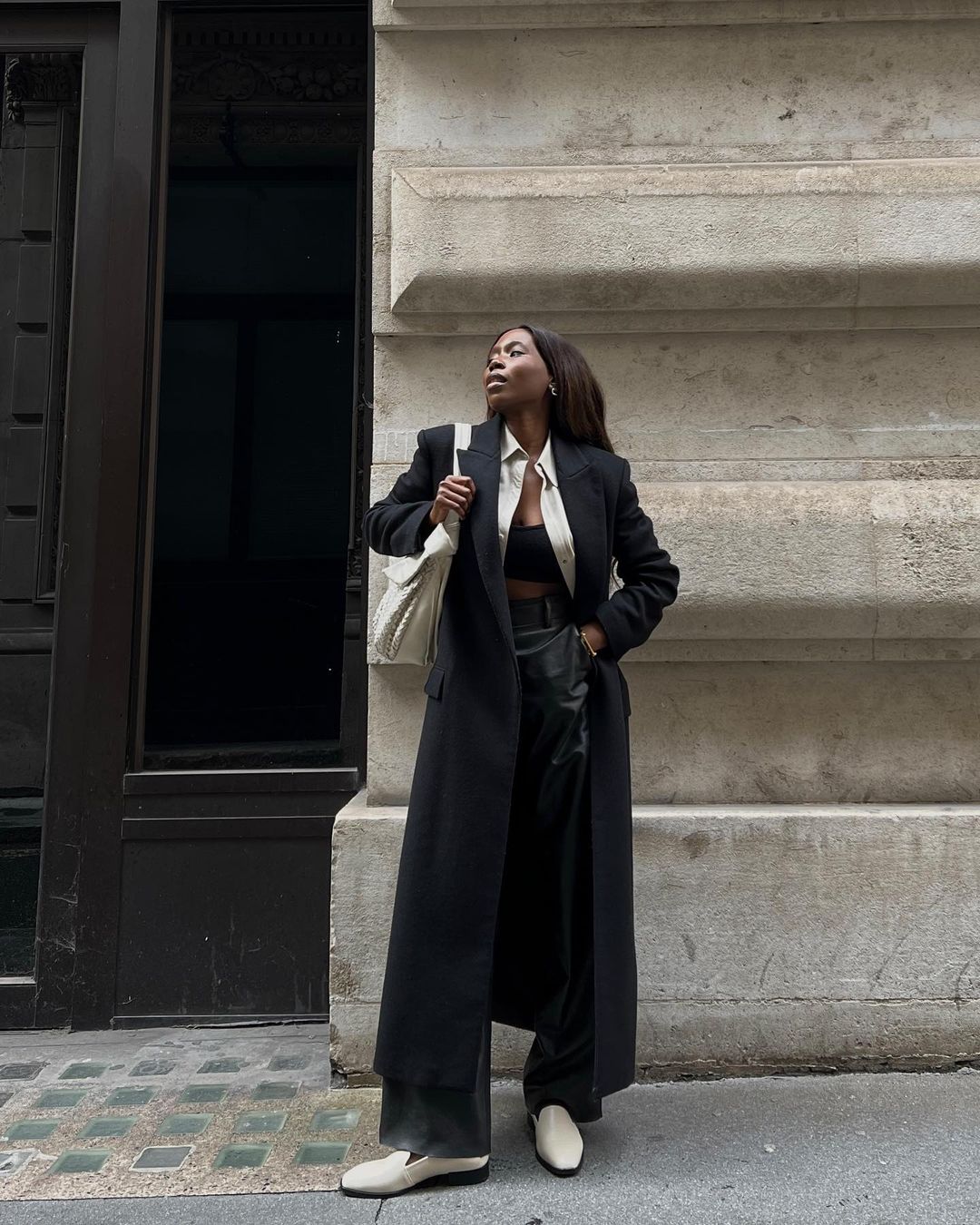 DROMe Leather Coat in Black Womens Clothing Coats Long coats and winter coats 