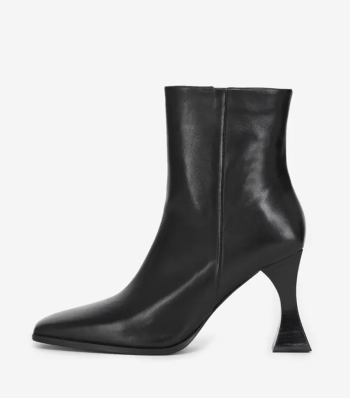 The Kooples Heeled Black Ankle Boots in Smooth Leather