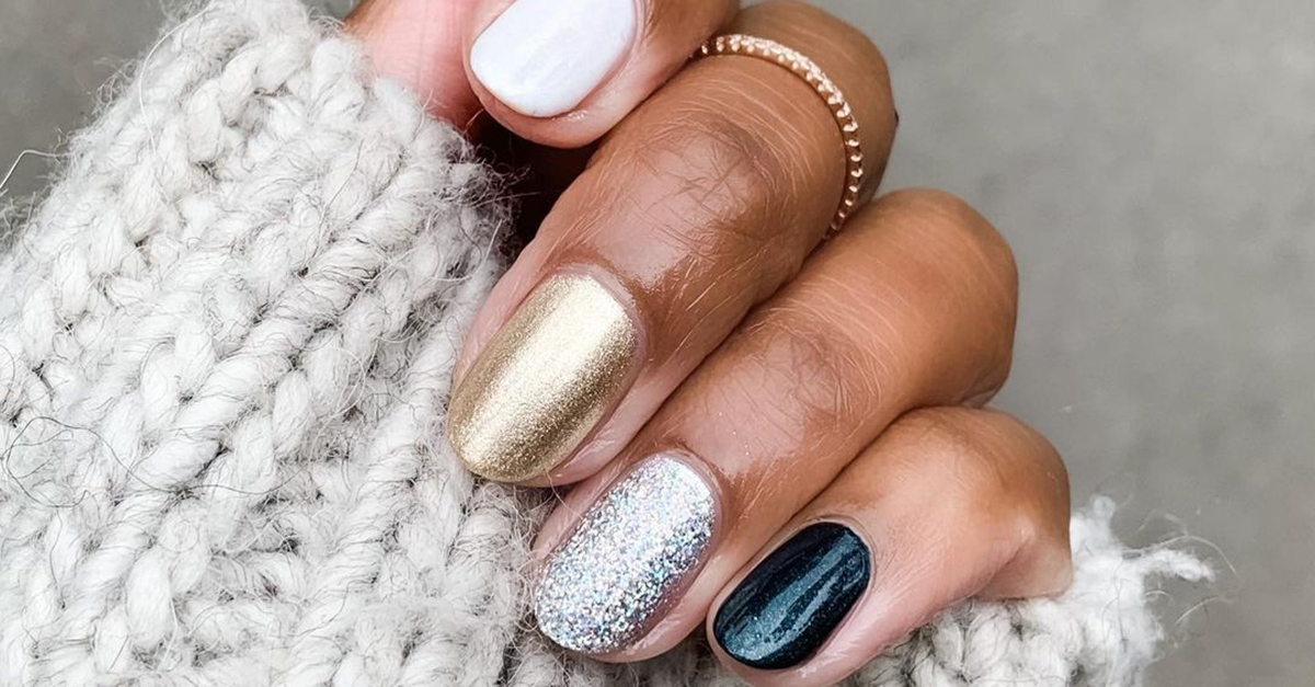 Creative & Pretty Nail Trends 2021 : Blue Teal and Gold Nails