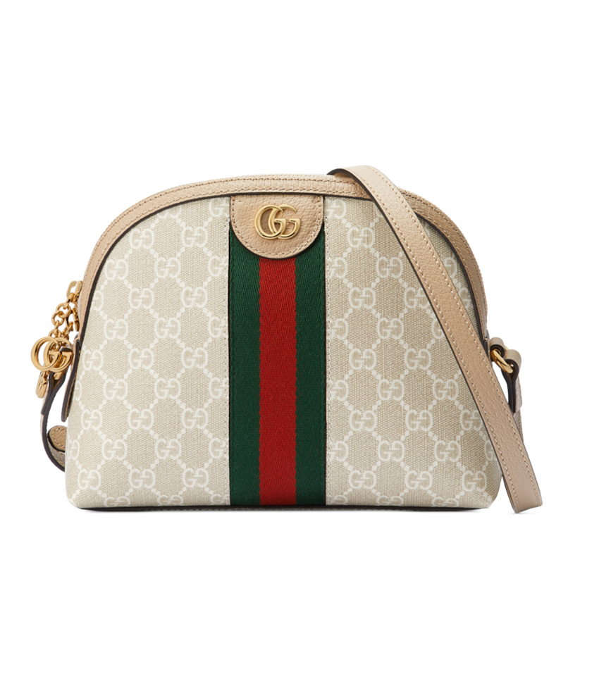 GUCCI Ophidia mini leather-trimmed printed coated-canvas shoulder bag