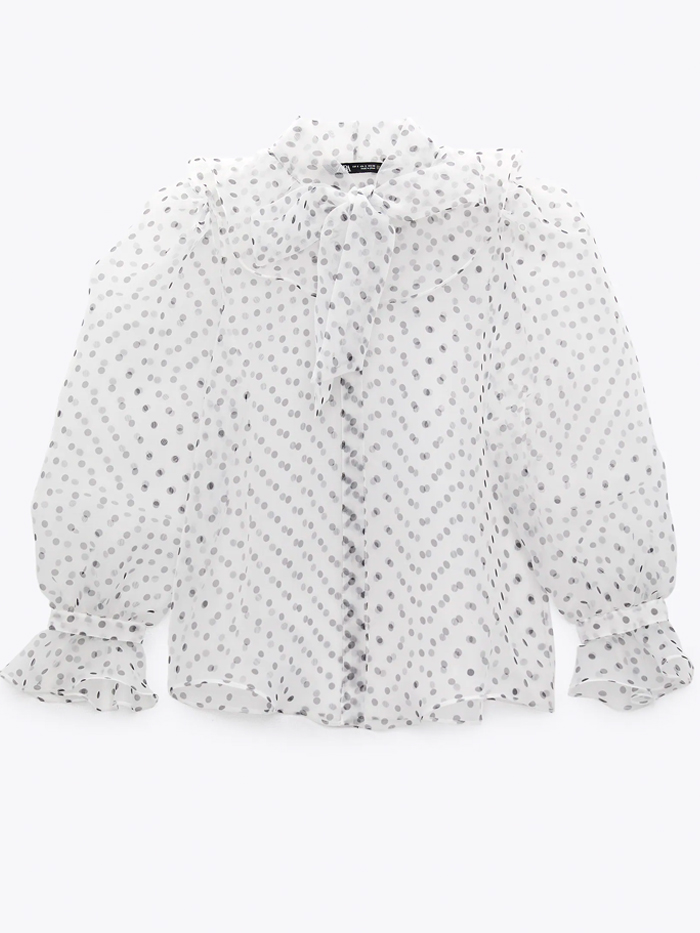Zara Organza Shirt With Polka Dots
