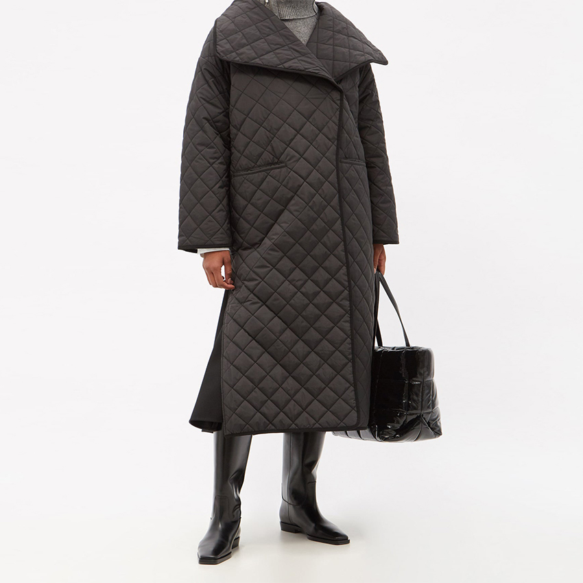 Totême Quilted Recycled-Shell Wrap Coat