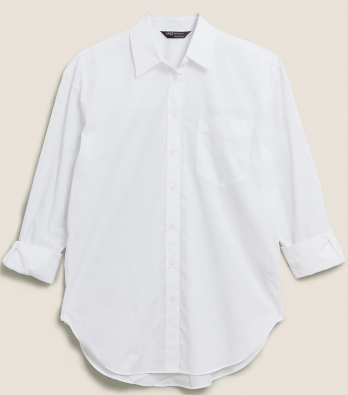 M&S Collection Pure Cotton Oversized Long Sleeve Shirt