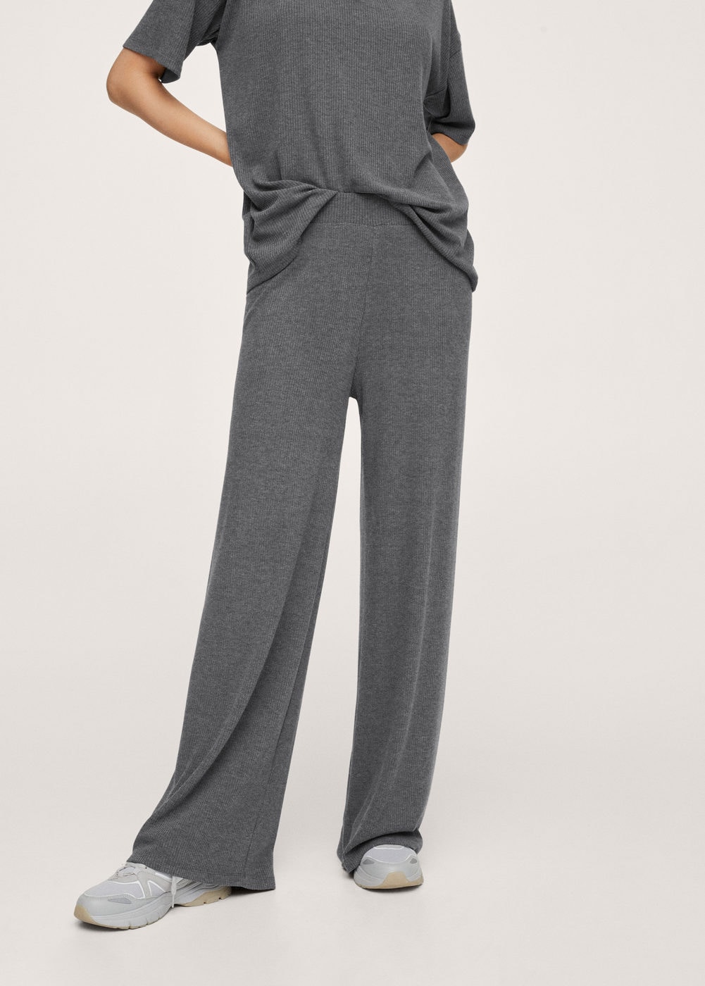 Mango Ribbed Knit Trousers