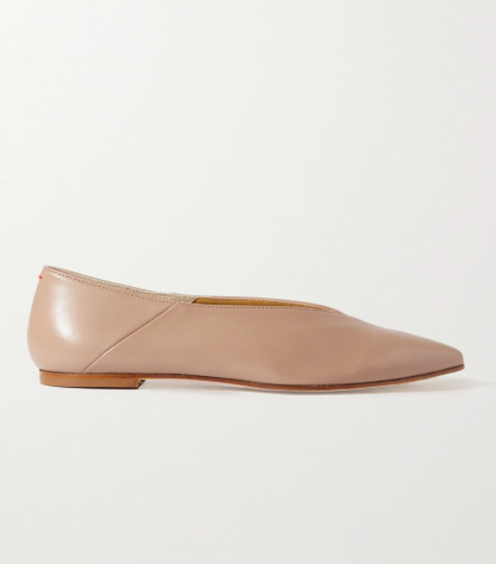 Aeyde Moa Leather Point-Toe Flats
