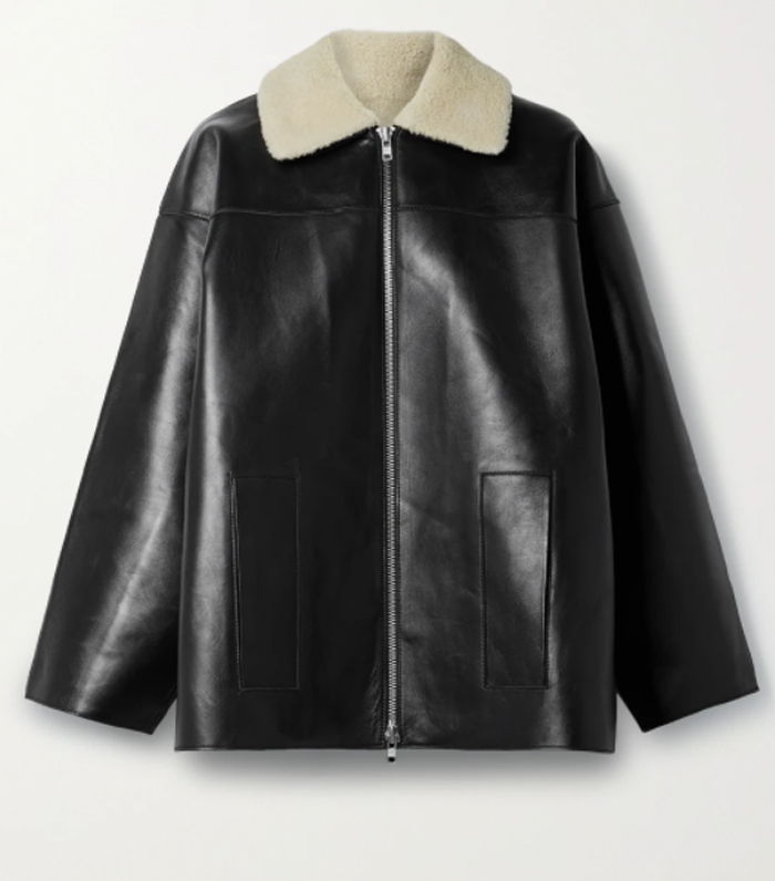 Stand Studio Emery Shearling-Trimmed Leather Jacket