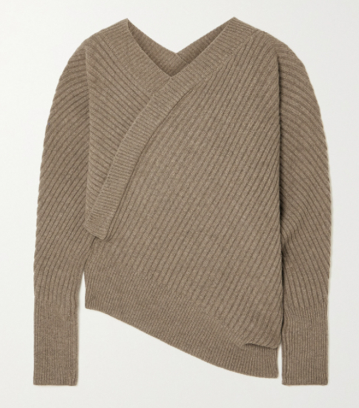 LVIR Unbalance Asymmetric Ribbed Merino Wool and Cashmere-Blend Sweater
